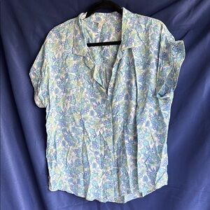 Lucky Brand Blue Boxy Button Down Shirt